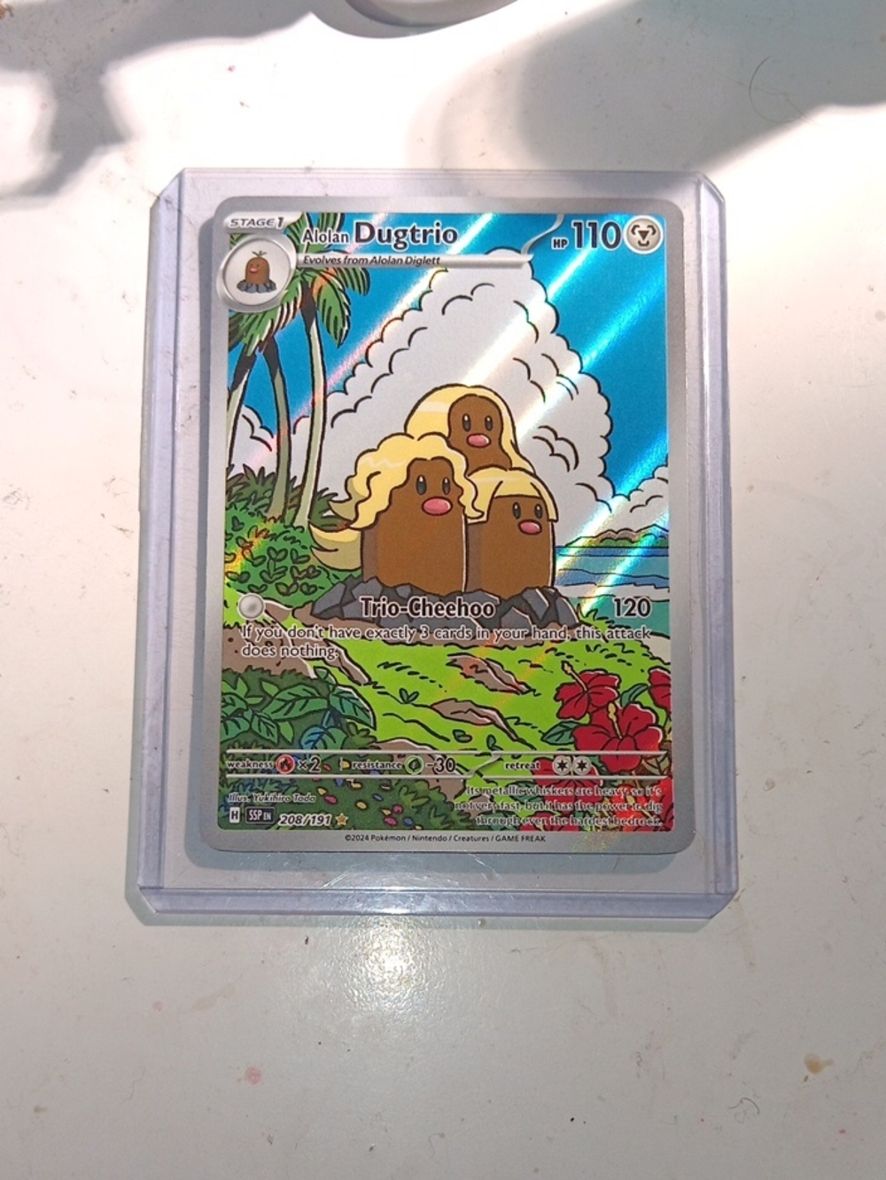 Pokemon Alolan Dugtrio Holographic Blue and Gold Card
